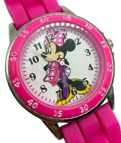 Disney Girls Youth Minnie Mouse Teaching Watch New Battery Pink Silicone Band - Picture 1 of 9