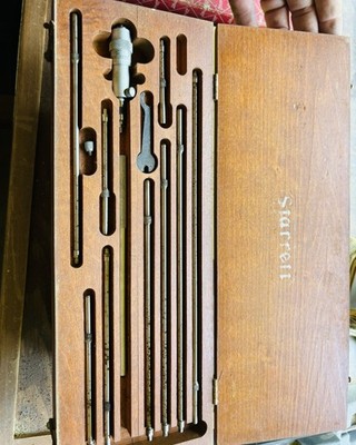 Starrett Inside Mechanical Micrometer Set w/ Extension Rods & Wooden Case