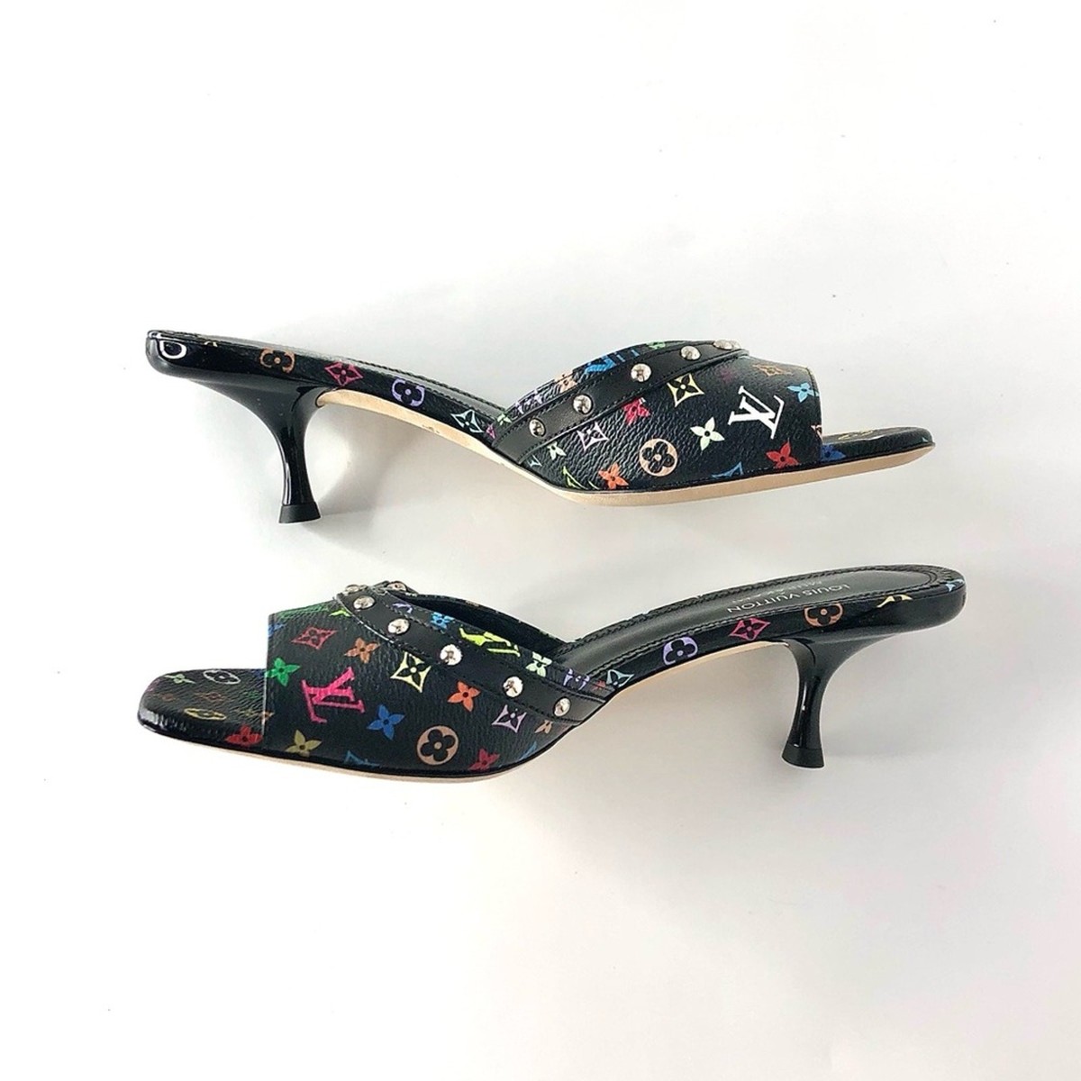 Louis Vuitton x Murakami Logo Multicolored Slip On Kitten Heel