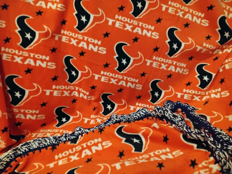 Manta polar Houston Texans con borde de ganchillo súper volantes fútbol americano Foto 4 de 4