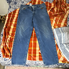 Carhartt Blue Denim Jeans Relaxed Fit Straight Leg Mid Rise 5-Pocket Zip