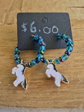 Beaded Unicorn Hoop Earrings Handmade