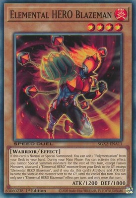 Yugioh Elemental HERO Blazeman 1st Edition Common SGX2-ENA11 NM
