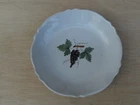 old plate, grape bunch decor, scalloped edge