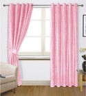 Blush Pink CRUSHED VELVET Curtains Pair of EYELET Ring Top Heavy Fully Lined New