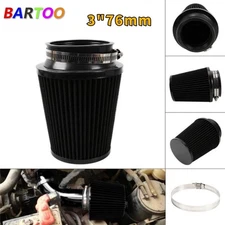 Black 3" 76mm High Flow Inlet Dry Air Filter Cold Air Intake Cone Replacement