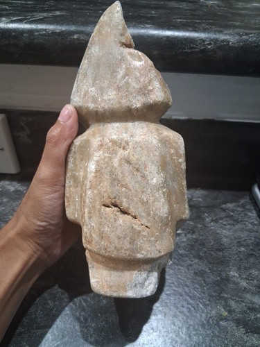 Antico manufatto in pietra intagliata a mano uomo inginocchiato effigie RARO - Foto 14 di 14