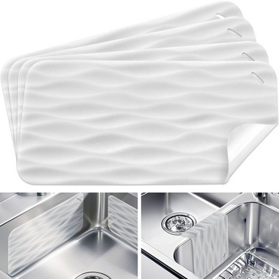 4 Pack Clear Silicone Kitchen Sink Protector 12 x 6 inches, White Transparent 