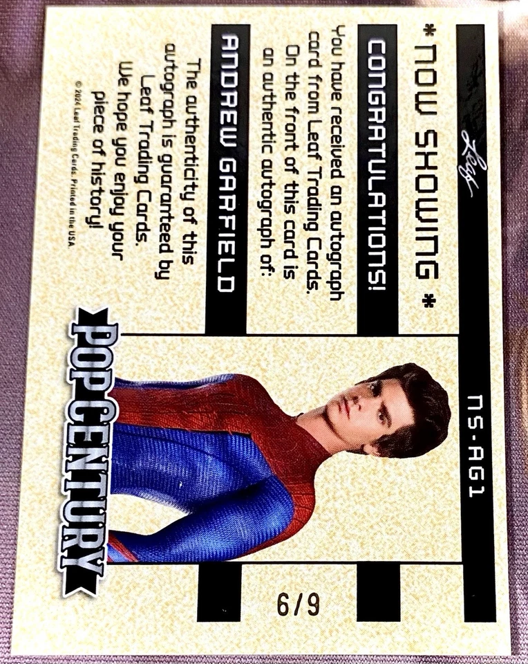 ANDREW GARFIELD 2024 LEAF POP CENTURY NOW SHOWING AMAZING SPIDER-MAN AUTO SSP /9 - Image 3 of 4