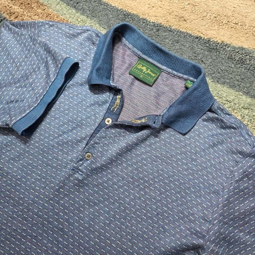 Bobby Jones Collection Poloshirt M Blau Geometrisches Muster Made In Italy - Bild 1 von 6