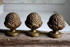 Fine Antique Solid Bronze Finials Curtain Rods Hardware Decor Newel Post Salvage