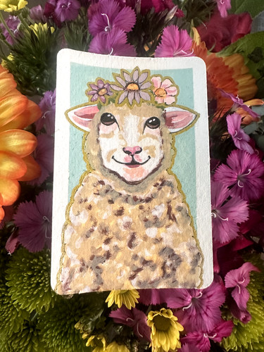 ACEO Original Painting "LITTLE GOLDEN SPRING" 2.5 X 3.5