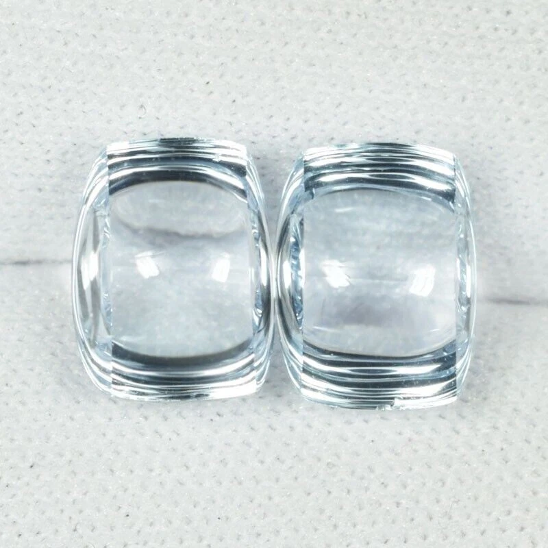 7,25 ct LUSTROSO INCOLORO BLANCO AGUAMARINA NATURAL BERILO - Par de cabujones 4C Foto 2 de 3