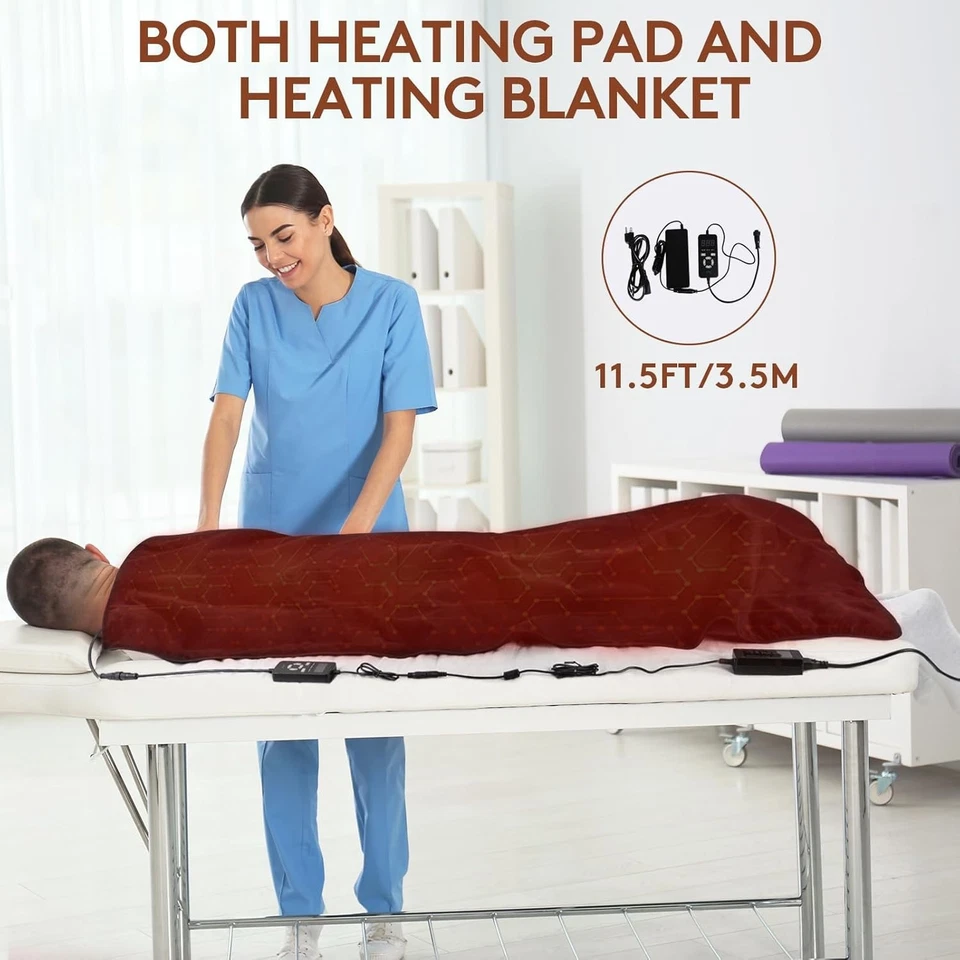 Full Body Size Infrared Heating Pad 5X Deeper Relaxation for Back Abdomen Au - image 3 of 4