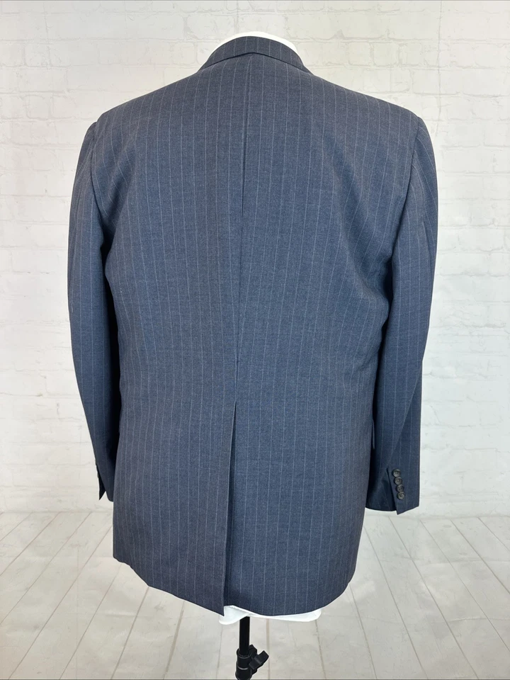 Paul Stuart Men’s Suit 43L 34X29 Blue Gray Striped Two Button Adjustable Waist - Image 4 of 4