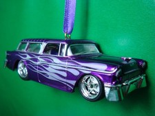 1955 CHEVROLET NOMAD CUSTOM DIECAST CHRISTMAS TREE ORNAMENT  PURPLE w/ FLAMES