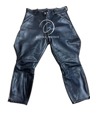 Men’s Genuine Black Leather Breeches Pants with Zipper Ankle  Stylish Slim Fit