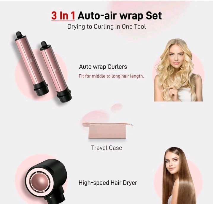 3 in 1 Air Styler with High-Speed Hair Dryer Brush & Air Wrap Curler for...