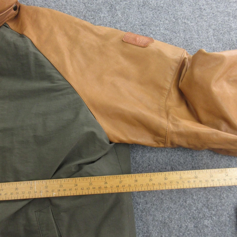 Chaqueta Polo Ralph Lauren De Colección Para Hombres XL Cuero Verde Manga Abajo Puffer Años 90 Foto 3 de 4