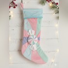 Pastel Velvet Christmas Stocking Candy Design Cute Christmas Holiday