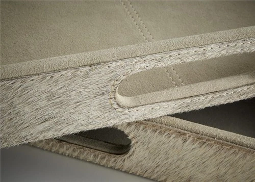 Tray CYAN DESIGN BRIXTON Large Gray Leather Suede - Picture 5 of 6