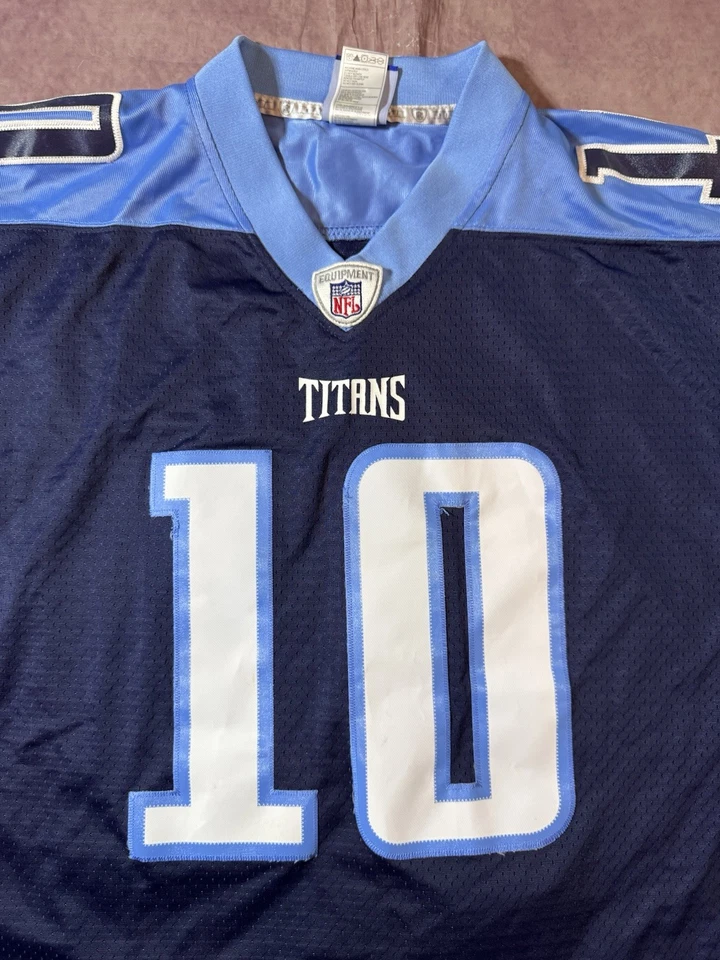Camiseta de fútbol americano cosida de los Tennessee Titans Vince Young de la NFL Reebok para hombre talla grande Foto 3 de 4