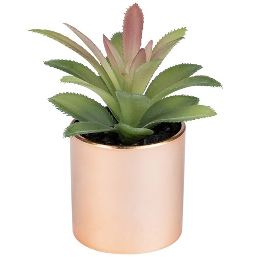 Northlight 5" Green Artificial Aloe Plant in a Rose Gold Pot - Picture 3 of 6