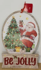 Be Jolly Santa Wall Hanging Christmas Decor Sign 14" New w/ Tag