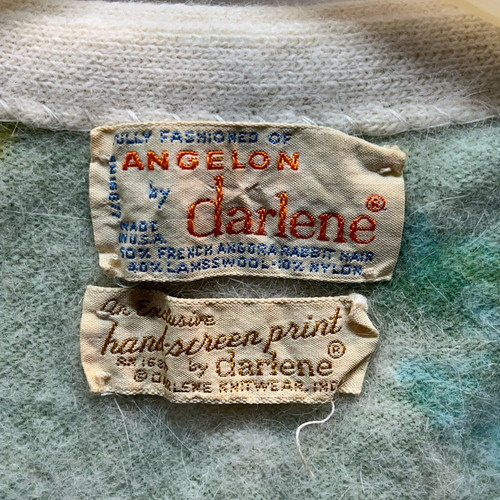 Vintage 60"s Hand Screen Swirl Print Women Cardigan, Angelon by Darlene XS - Bild 3 von 6