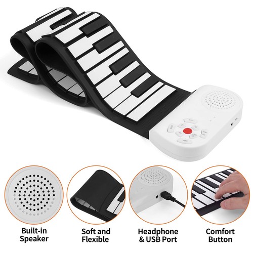 49 Touches Hand Roll Up Piano USB Chargeur Clavier De Piano Pliable électriq OBF - Foto 10 di 12