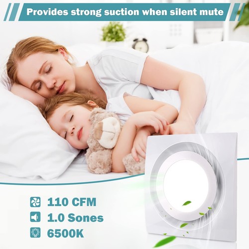 Bathroom Fan with Light Exhaust Fan Ceiling Mount Vent Fan Light Combo, 30W, ... - Picture 4 of 8