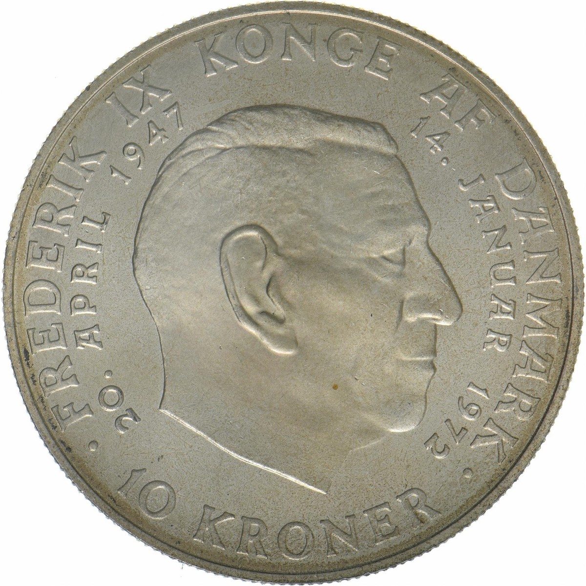 外国銀貨　デンマーク10K銀貨　1972年 Denmark | 10 Kroner Coin | Silver | Frederik IX and Margrethe II