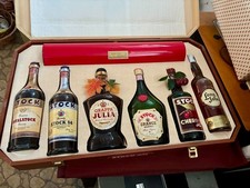 Cofanetto vintage Stock 6 bottiglie sigillate Brandy Grappa Julia Orange Cherry