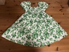 Janie and Jack Girls 7 Green Smocked Floral Lined Dress 2024 EUC — photo 1