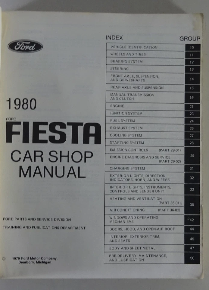 Manual De Taller Ford Fiesta Modelo USA | Año De Modelo 1980 | Fecha 11/1979 - Imagen 2 de 4