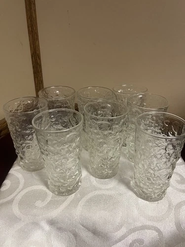 6 vintage anchor hocking lido clear milano crinkle glasses
