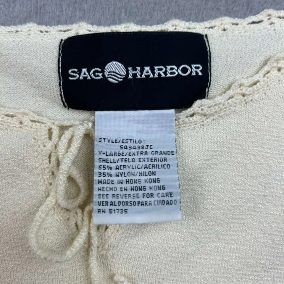 Sag Harbor Sweater Womens XL Ivory Acrylic Short Sleeves Lightweight Top Foto 2 de 4