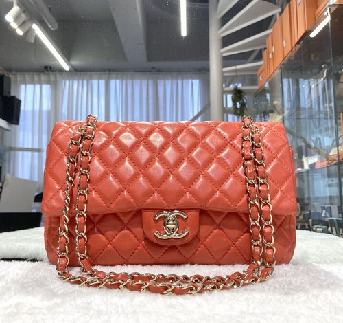 CHANEL Classic Lamb Flap Bag Coral Red Gold Hardware 12 Series H072208 148576496