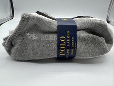 Polo Ralph Lauren Girls 6-Pairs Black White Gray No Show Socks Size 9-11 New