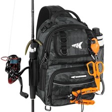 BaitSpace Fishing Sling Bag, Fishing Backpack with Rod Beverage Holder, Tackle