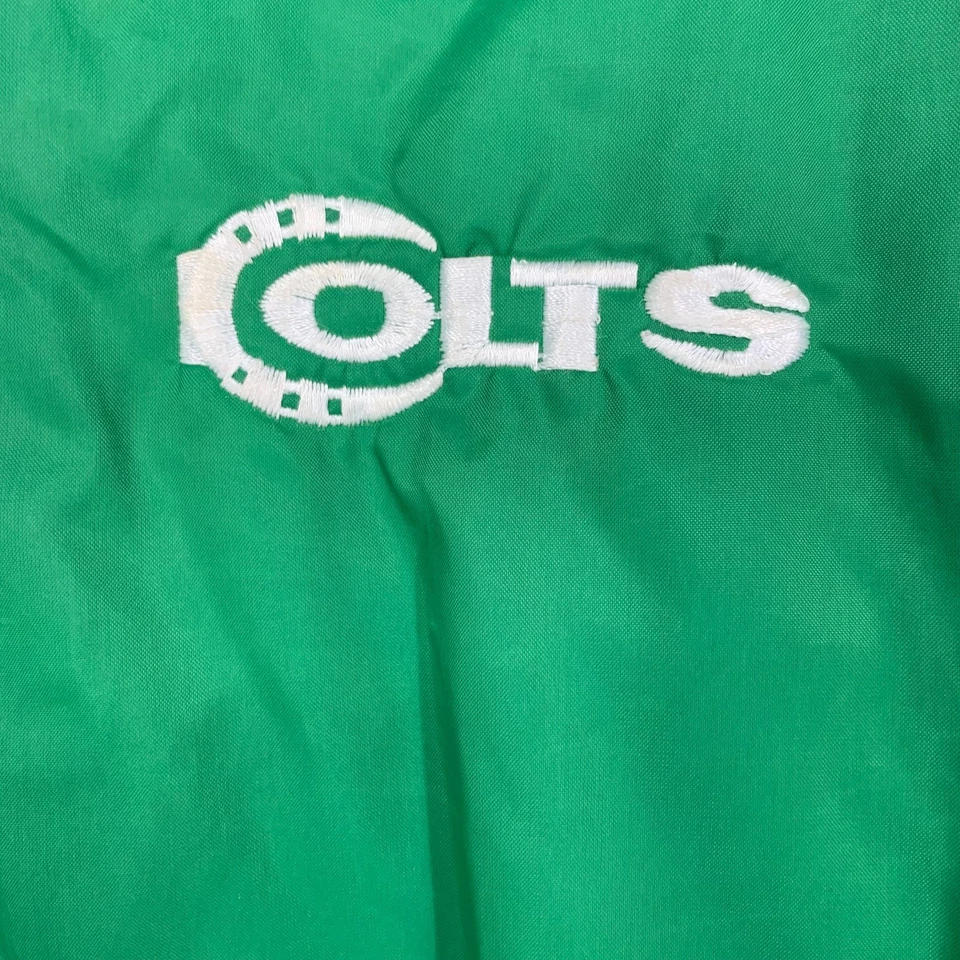 Vtg 1980's Hartwell Sz L Green Lined Arlington TX Colts Windbreaker Coach Jacket - Image 3 of 4