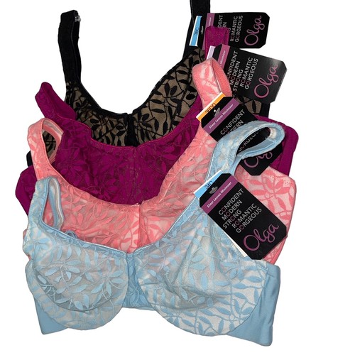 Olga Bra Underwire Minimizer Lace Sheer Leaves Lightweight Full Coverage 35519 - Picture 3 of 84