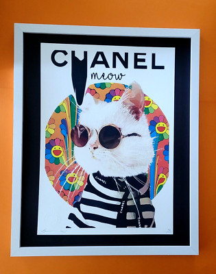 Death NYC LG Framed 16x20in Pop Art Original Certified Karl Lagerfeld Cat %
