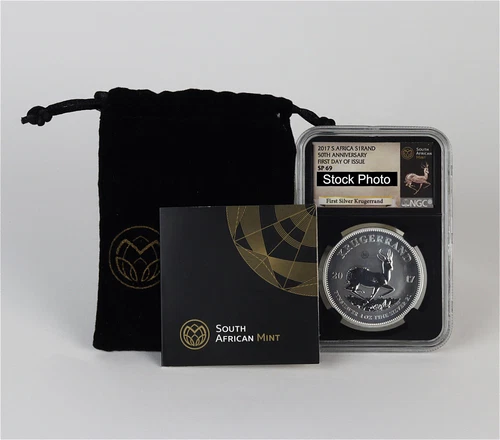 2017 South Africa 1 Rand Silver 50th Anniv. Krugerrand NGC SP-69 FDOI with COA