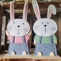 2 X Osterhasen Hasen 30Cm Figur Holz Filz Stand Rosa Osterdekoration Holz Ostern