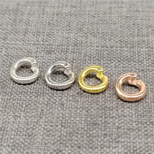 4pcs of 925 Sterling Silver Lock Jump Rings Gold Plated Open to Closed Clasp