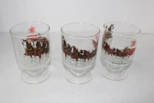 Lot of 3 Budweiser Champion Clydesdale Drinking Glasses 5" tall Champagne Beer