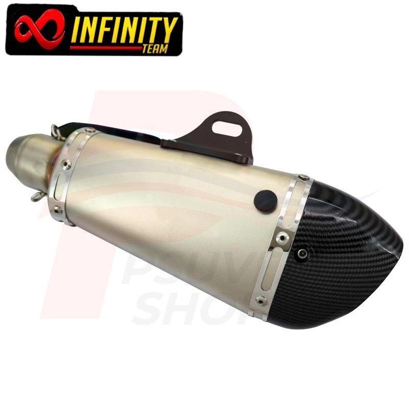 Silenciador de escape universal tubo de escape 2" titanio/arco iris/carbono INFINITO Foto 2 de 4