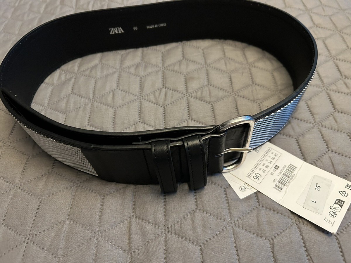 Zara Black Leather Waist Belt with Silver Studs Sz-90/34 NWT. Zara Black Rectangular Metal Buckle Thin | Mercari main image 3
