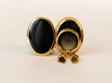 NEW Black Button Covers for Men Shirts. Cuff Enhancers Tuxedo OVAL Gold Plated